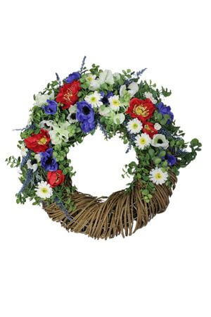 Modro červený veniec na dvere 45cm