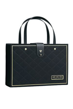 Fekete luxus ajándéktáska 24cm