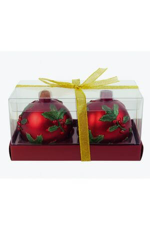 Červené vianočné sviečky gule 2ks