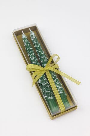 Zelené vianočné kónické sviečky 25cm 2ks