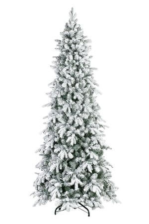 Zasnežený umelý vianočný stromček úzky 210cm