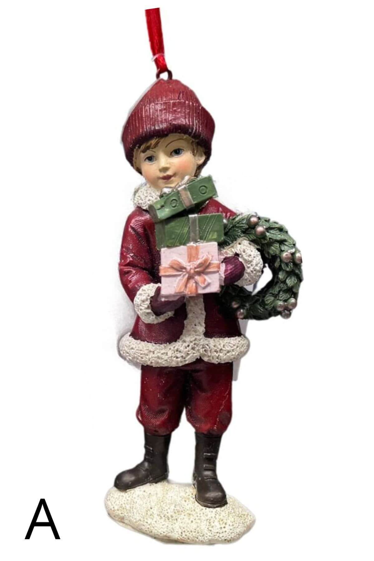 Červená vánoční figurka na stromeček 11cm 1ks