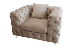 Bézs bársony fotel LUSSY 112cm