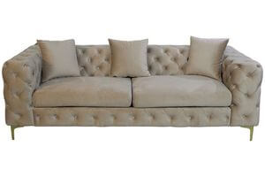 Bézs bársony 3személyes LUSSY ülőke 224cm