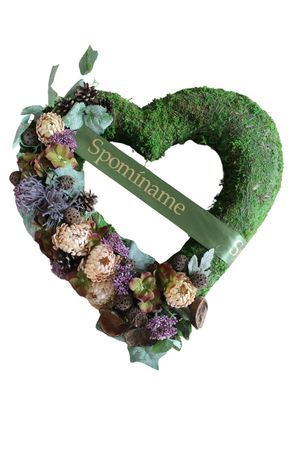 Mechové srdce na hrob Vzpomínáme 48cm