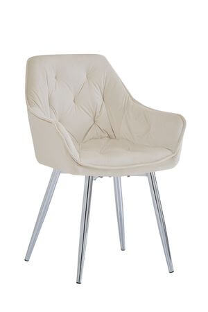 Krémovo strieborná zamatová stolička 85cm
