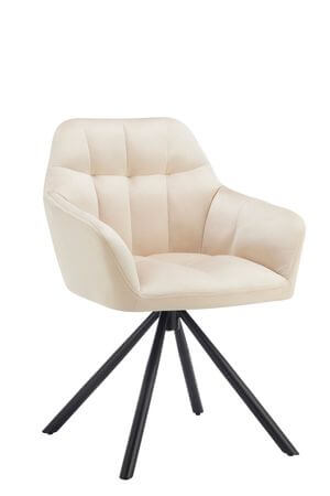 Krémová zamatová otočná stolička 84cm