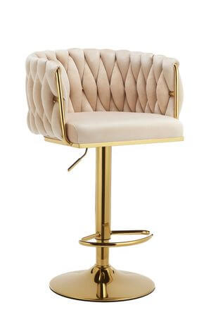 Krémovo zlatá zamatová barová stolička LUX 105cm