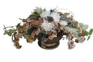 Krémová umělá ikebana na hrob 80 cm