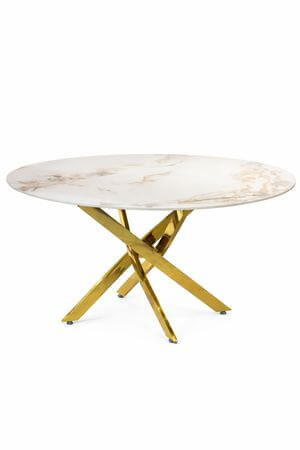 Zlatý jedálenský stôl MARBLE LUX 120 cm