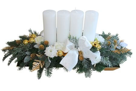 Zlato biely adventný svietnik 65 cm