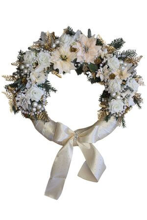 Krém színű bársony koszorú 50 cm