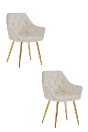 Krémovo zlaté zamatové stoličky 2ks 85cm