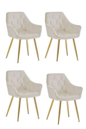 Krémovo zlaté zamatové stoličky 4ks 85cm