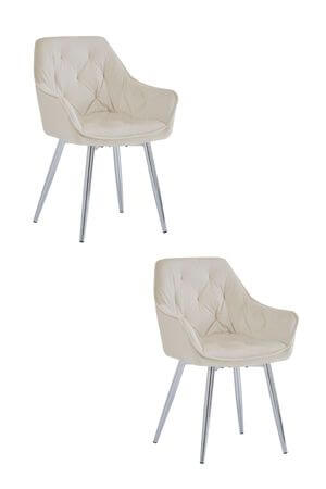 Krémovo strieborné zamatové stoličky 2ks 85cm