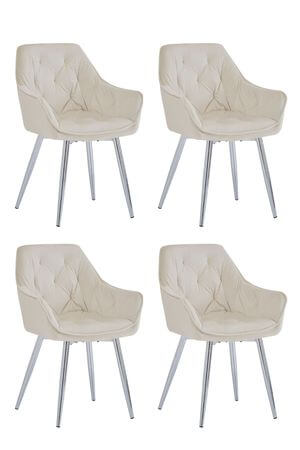 Krémovo strieborné zamatové stoličky 4ks 85cm