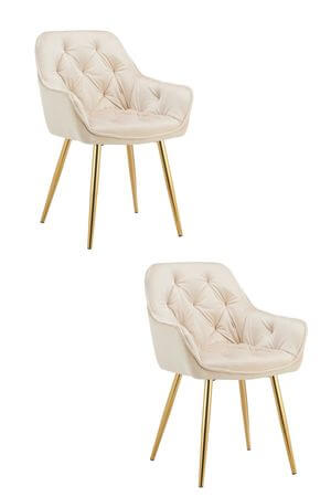 Krémové zamatové stoličky 2ks 85cm