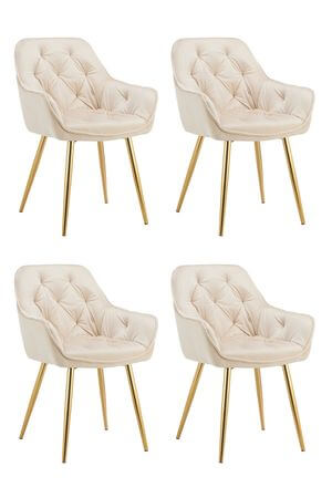 Krémové zamatové stoličky 4ks 85cm