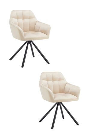 Krémové zamatové otočné stoličky 2ks 84cm