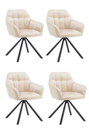 Krémové zamatové otočné stoličky 4ks 84cm