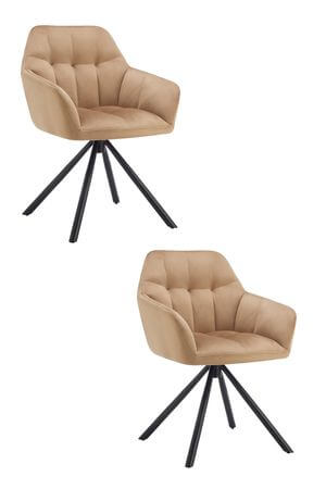 Bledo hnedé zamatové otočné stoličky 2ks 84cm