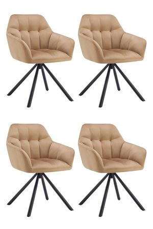 Bledo hnedé zamatové otočné stoličky 4ks 84cm