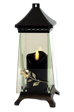 Kahanec na hrob so zlatou ružou 23cm