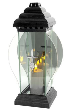 Strieborný kahanec na hrob s krížom 39cm