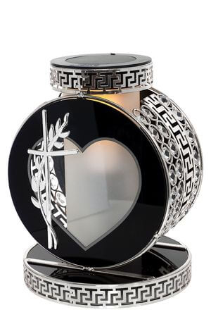 Strieborný luxusný solárny kahanec na hrob 25cm