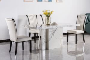 MARBELLE étkezőasztal, fehér márvány 180 cm
