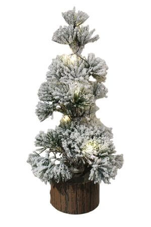 Dekoračná zasnežená borovica s LED 28cm