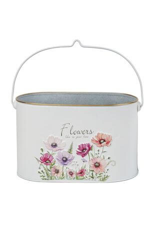 Dekoratív ovális fém virágtartó Flowers, 25 cm
