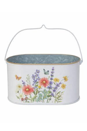 Dekoratív ovális fém virágtartó Mező, 25 cm
