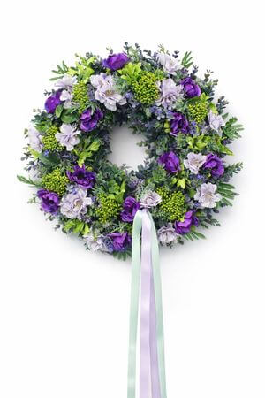 Veniec Anemonka purple 45 cm