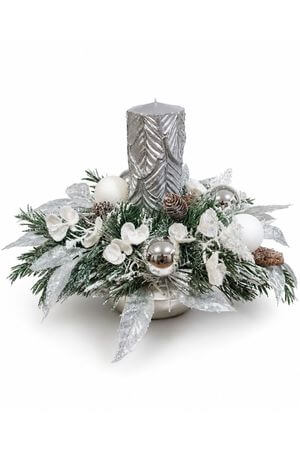 Karácsonyi gyertyatartó Silver 25 cm
