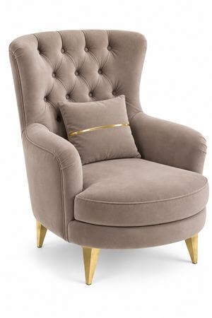 Marina világosbarna bársony fotel 105 cm