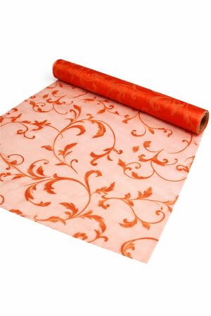 Oranžová organza s ornamentom