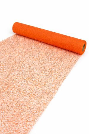 Oranžová organza s pavučinovou štruktúrou
