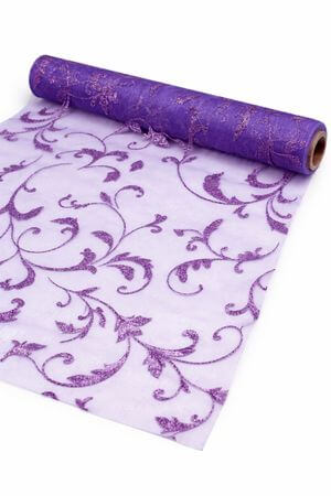 Lila csillogó organza díszítéssel