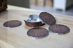 Réz-ezüst poháralátétek 4db 8,5 cm