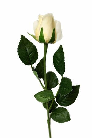 Svetložltá umelá ruža na stonke s listami 56cm