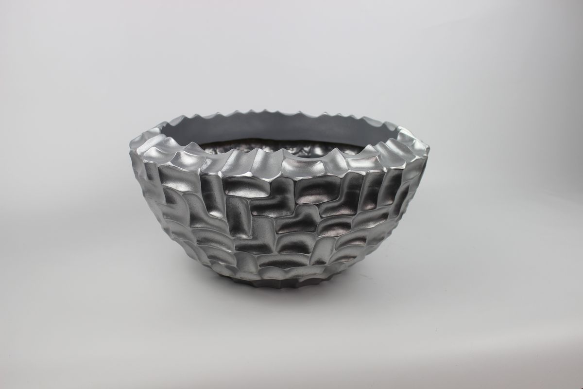 Strieborný okrúhly glamour kvetináč 39cm