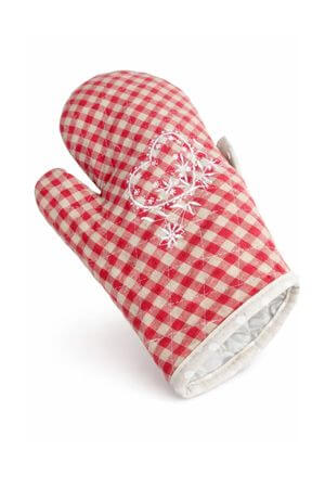 Červená kuchynská rukavica chňapka na varenie
