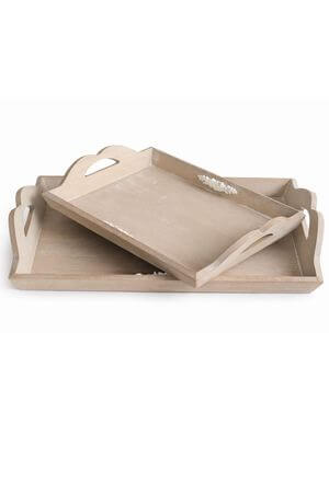 Hnedé drevené vintage tácky 2-set