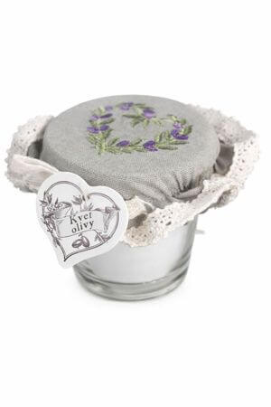 Oliva illatú gyertya díszcsomagolásban 6,5cm