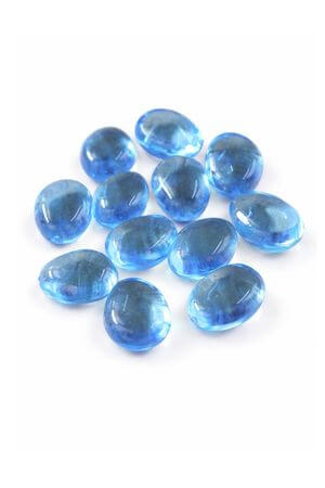 Modré dekorační kamínky průsvitné 3cm 12ks