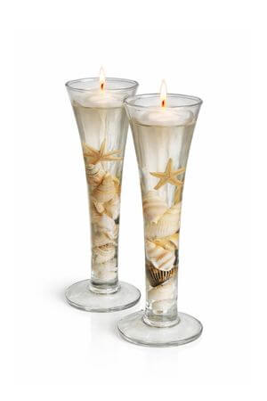Zselégyertya pohárban kagylókkal díszítve 16cm