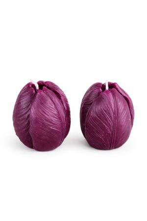 Fialové sviečky v tvare tulipánu 2ks