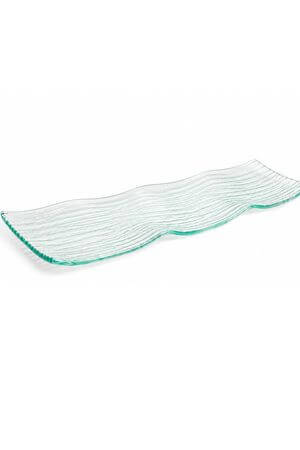 Skleněná podložka na 3 svíčky rýhovaná 35cm