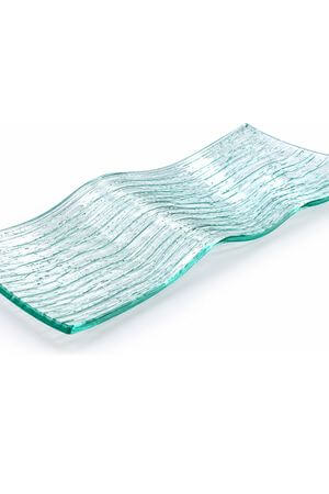 Skleněná podložka na 3 svíčky vzorovaná 35,5 cm